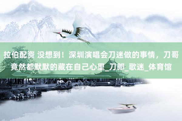 拉伯配资 没想到！深圳演唱会刀迷做的事情，刀哥竟然都默默的藏在自己心里_刀郎_歌迷_体育馆